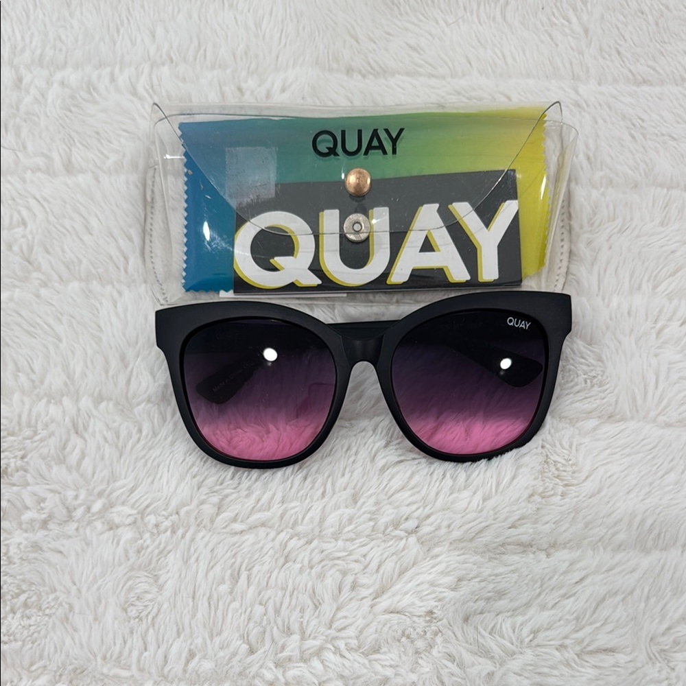 Quay Australia Black and Pink Gradient Sunglasses